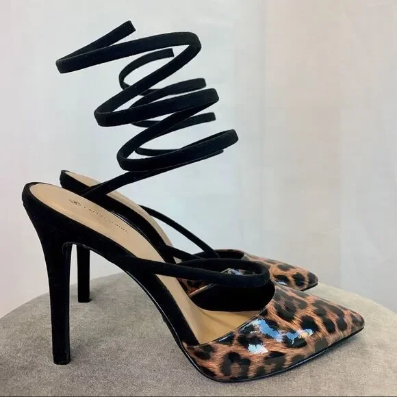 Call It Spring patent leopard animal print high heels size 10 - Picture 4 of 10